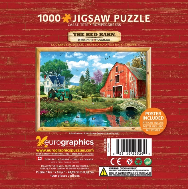 Puzzle Eurographics în cutie metalică Șura roșie 1000 de piese