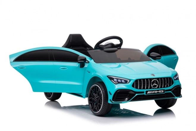 Mașină electrică Mercedes CLA 45s AMG turcoaz 4x4