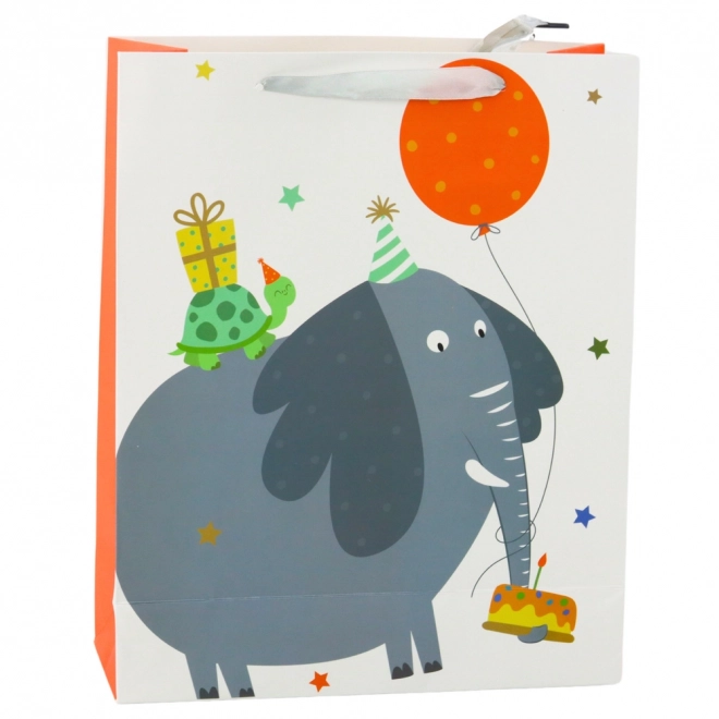 Pungă de cadou din hârtie cu elefant pentru ziua de naștere