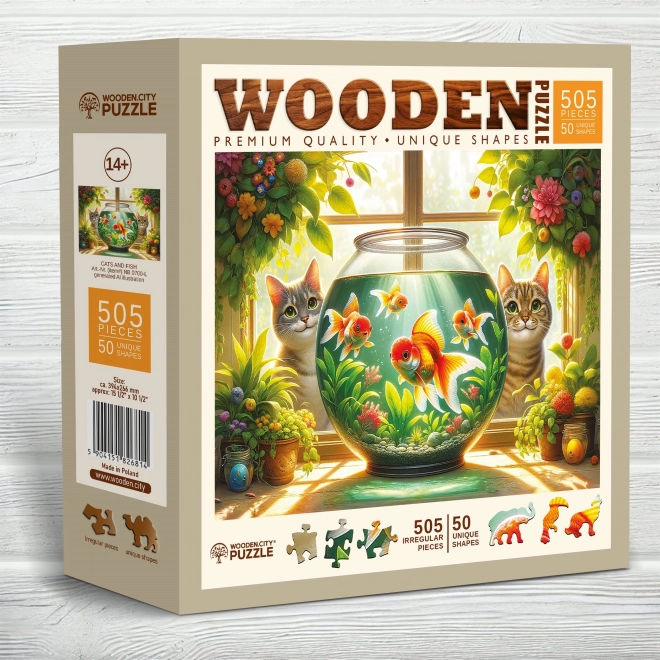 Puzzle din lemn Pisici și Peștișori 505 piese