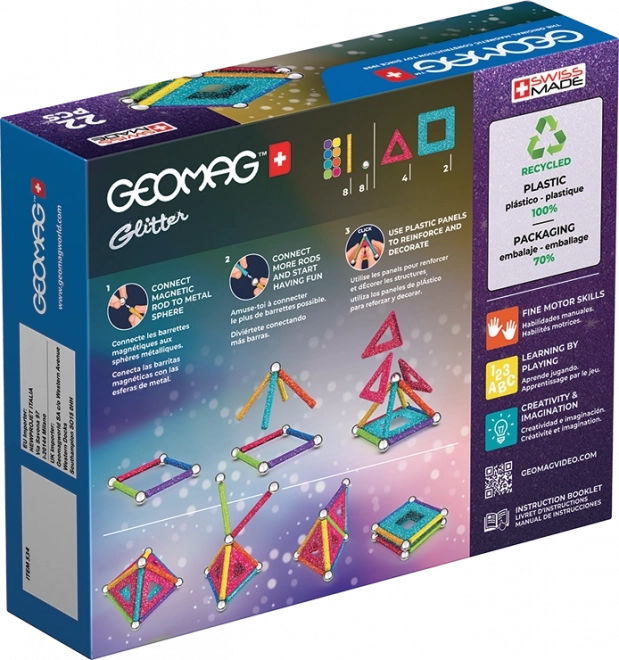 Geomag glitter construcție magnetică 22 piese