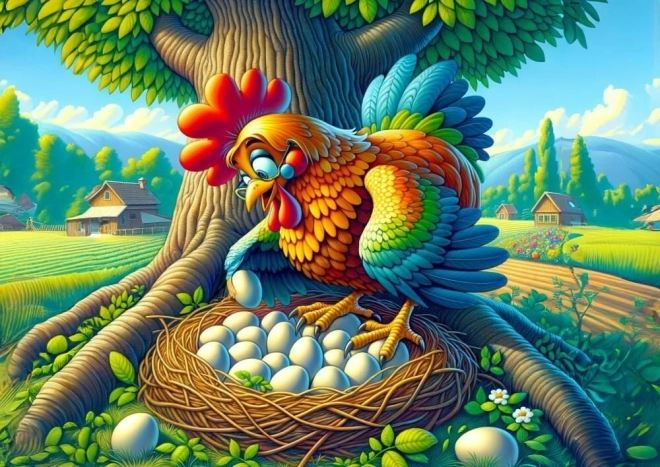 Puzzle Cocoș cu ouă 25 piese