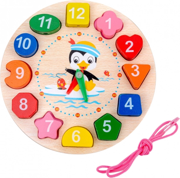 Ceasuri educative din lemn Montessori pentru copii cu cuburi de îmbrăcat