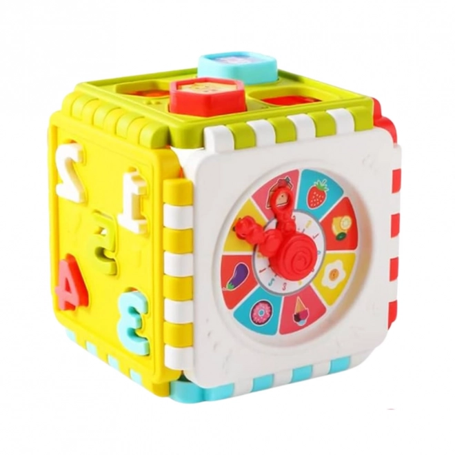 Cub educativ cu sortator și ceas