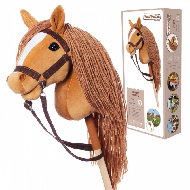 Cal de lemn pe băț Hobby Horse HOPPIHORSE Maro castaniu