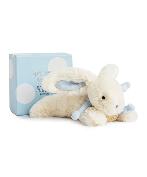 Doudou set cadou - iepuraș de pluș albastru 20 cm