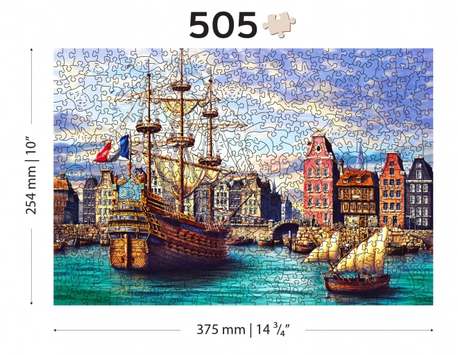 Puzzle din lemn nave vechi în port