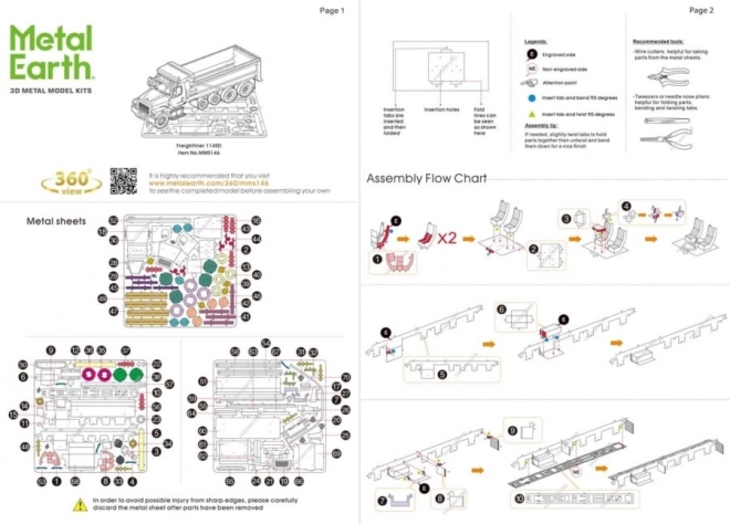 Puzzle 3D Metal Earth Camion Basculant Freightliner