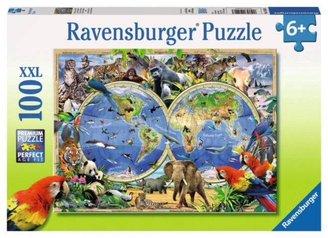 Puzzle XXL Ravensburger Lumea animalelor sălbatice 100 piese