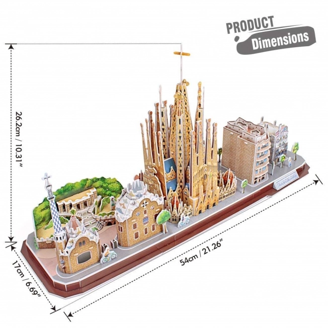 Puzzle 3D panorama CityLine Barcelona CubicFun