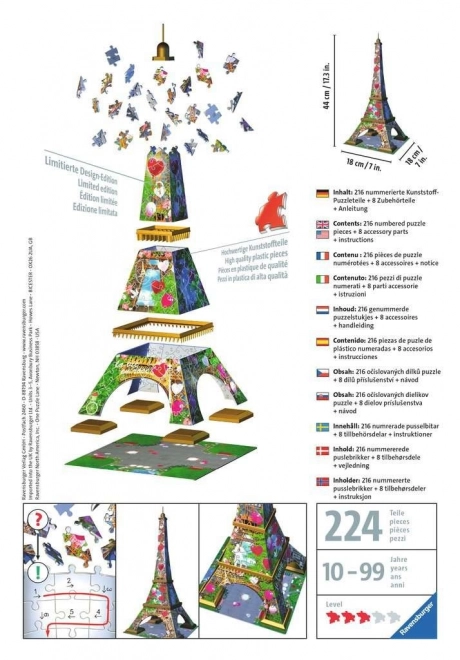 Puzzle 3D Turnul Eiffel Love Edition