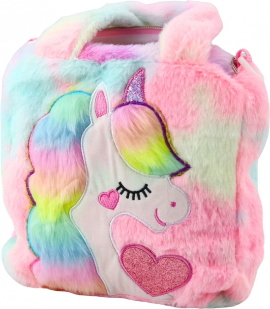 Geantă de pluș pentru copii cu unicorn pastel