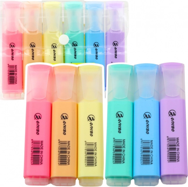 Set de markere pastelate în etui, 6 buc
