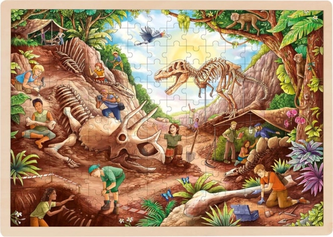 Puzzle din lemn GOKI Excavări Dinozauri