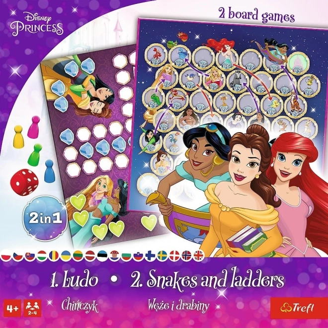 Gra 2-în-1 - Ludo / Șerpi și Scări, Prințesele Disney