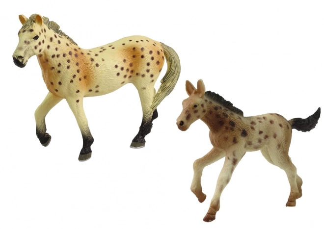 Set figurine cai cu rasă Knabstrupper și mânz în țarc