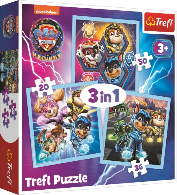 Puzzle 3 în 1 Psi Patrol Puterea Mighty Pups