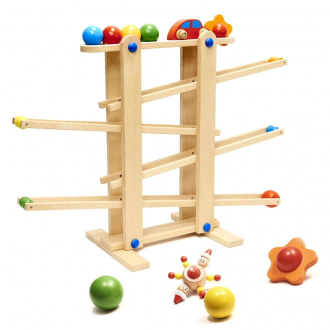 Pistă de lemn pentru bile Montessori XXL