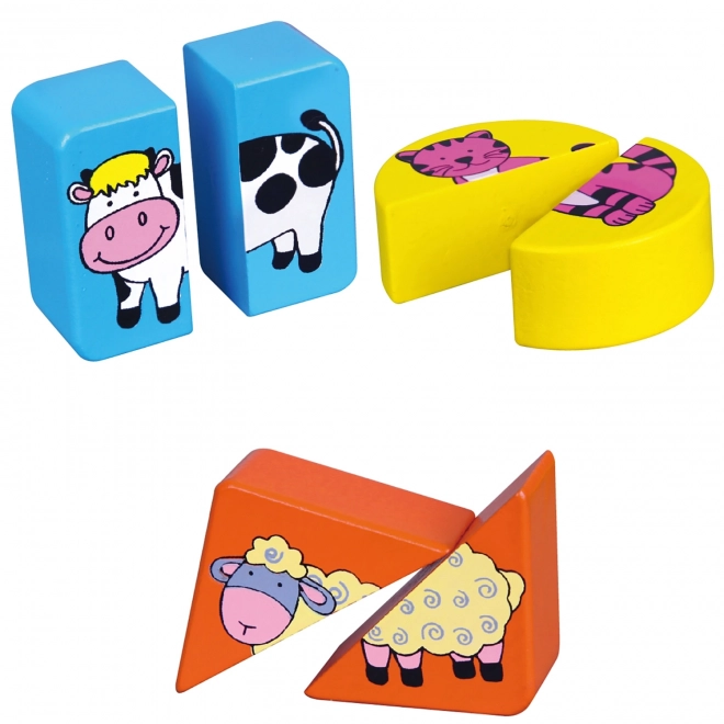 Puzzle educative din lemn Viga cu animale