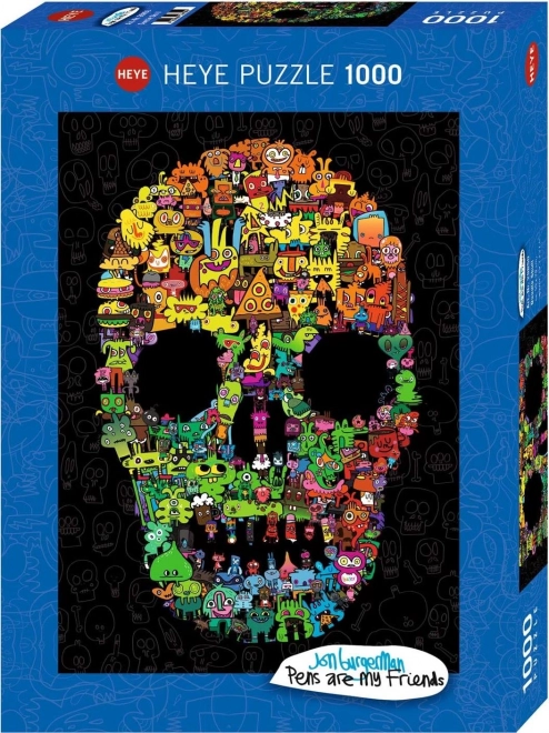 Puzzle Heye prietenii mei au stil: Doodle Skull 1000 piese