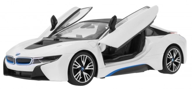 Mașinuță electrică BMW i8 albă Rastar cu telecomandă