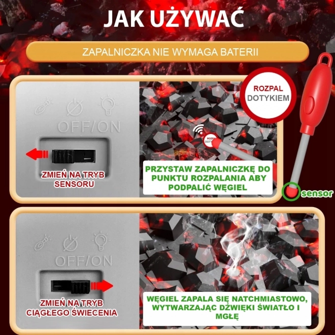 Grătar interactiv de grădină pentru copii Woopie cu LED și efect de abur, set XL 41 piese