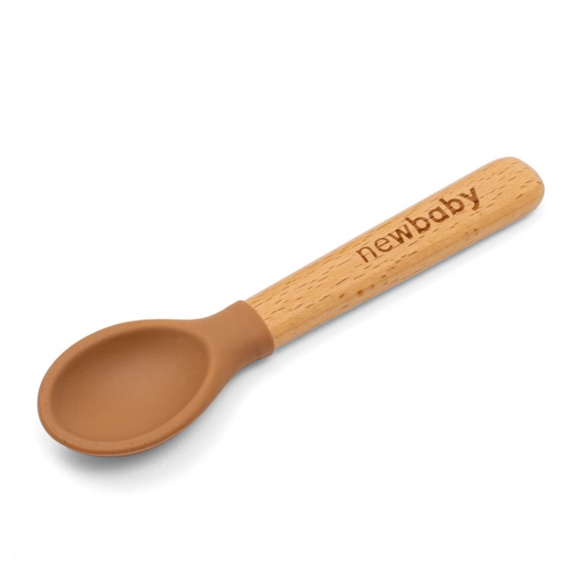 Linguriță silicon-lemn New Baby caramel 14cm