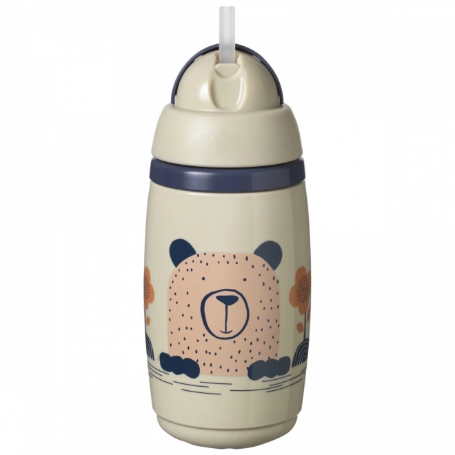 Cana izolantă Tommee Tippee cu pai 266 ml gri