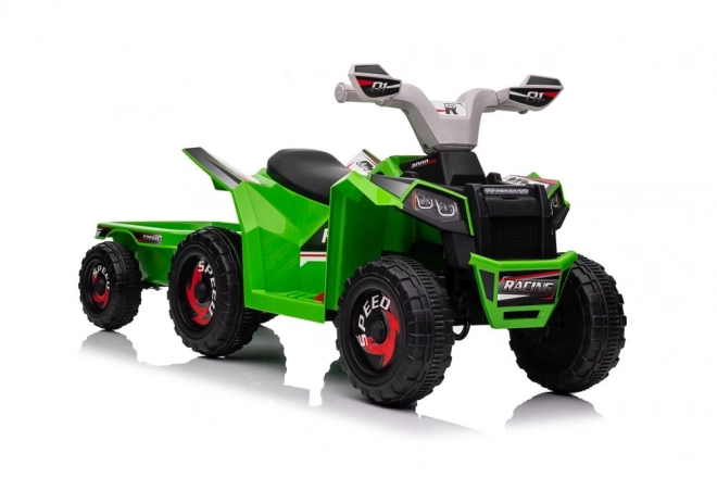 Quad electric verde cu remorcă