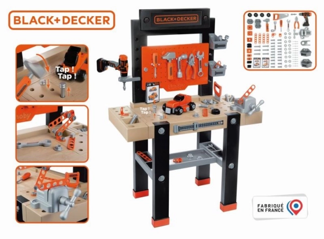 centru de lucru smoby black+decker pentru copii cu 92 de piese