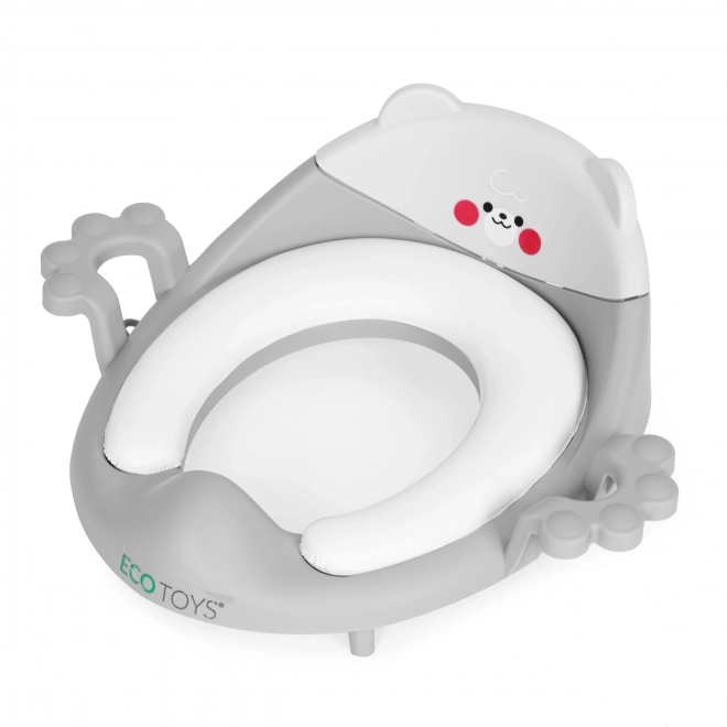 Colac WC pentru copii cu mânere, pernă moale, gri, Ecotoys