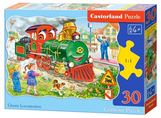 Puzzle 30 piese locomotiva verde