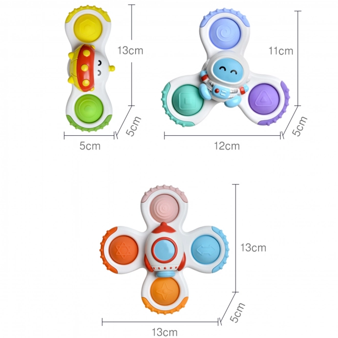 Spinner jucărie senzorială WOOPIE rachetă extratereștru UFO set 3 bucăți