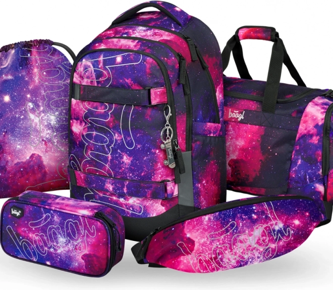 Set Baagl Galaxy: rucsac, penar, saculet, geanta sport