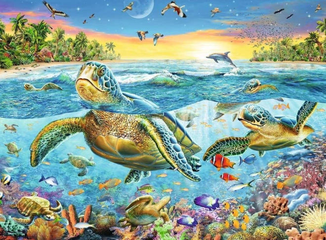 Puzzle 100 piese Țestoase Marine XXL