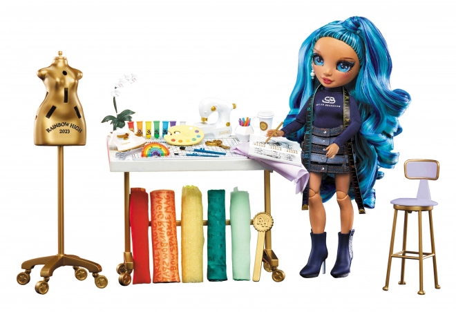 Set de creație modă Rainbow High Dream & Design cu papusa Skyler