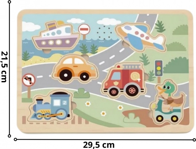 Tooky Toy puzzle interactiv din lemn vehicule