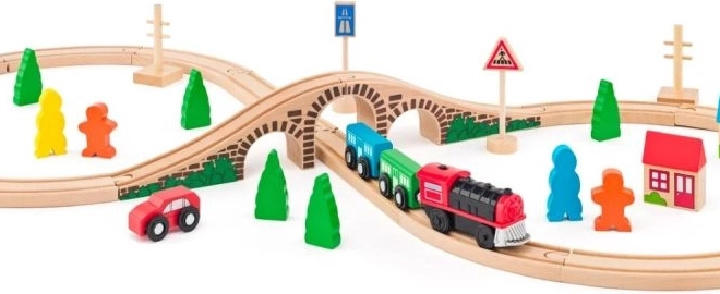 Woody Circuit feroviar în formă de opt cu locomotivă electrică