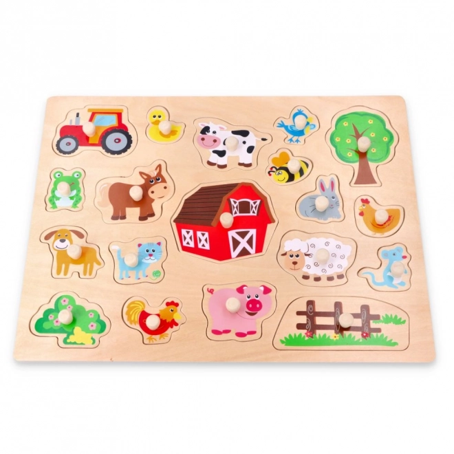 Puzzle de lemn mare La fermă