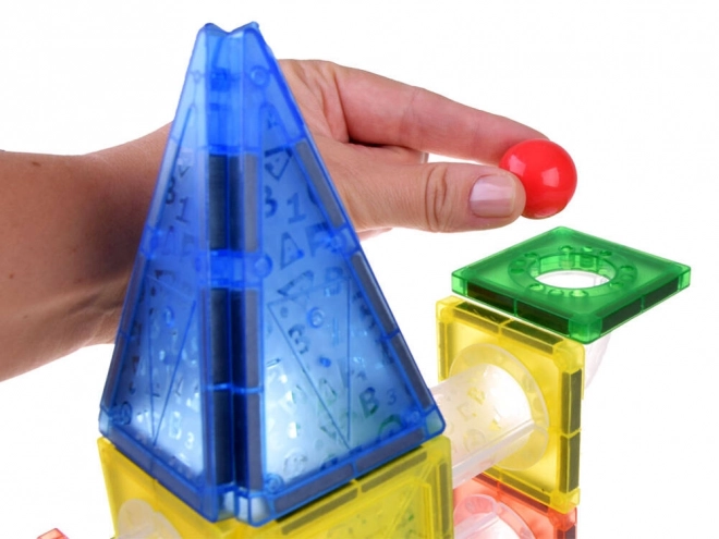 Set de construcție magnetic pentru piese de traseu cu bile ZA4719 - 123 piese