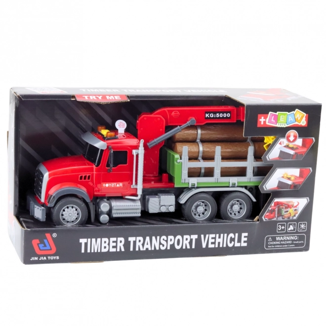 Camion cu macara pentru lemne roșu 1:14