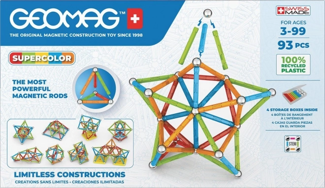 Construcții magnetice Geomag Supercolor 93 piese