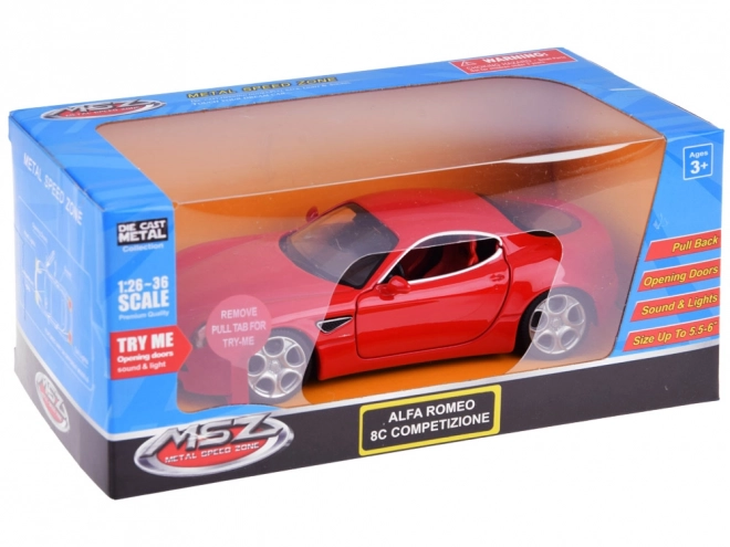 Mașinuță metalică Alfa Romeo 8C Competizione 1:32 cu lumini