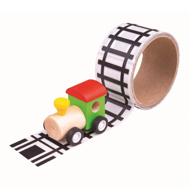 Set bandă adezivă tren și locomotivă Bigjigs Toys