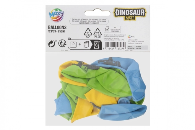 Baloane cu dinozauri 25 cm, set 12 bucăți