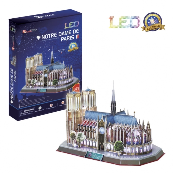 Puzzle 3D catedrală Notre Dame cu leduri