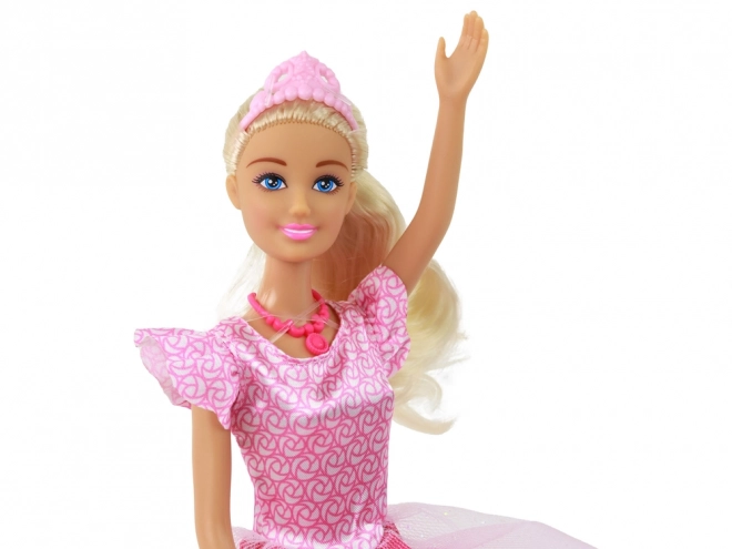 Păpușa Anlily Prințesă Blondă cu Tiara în Rochie Roz