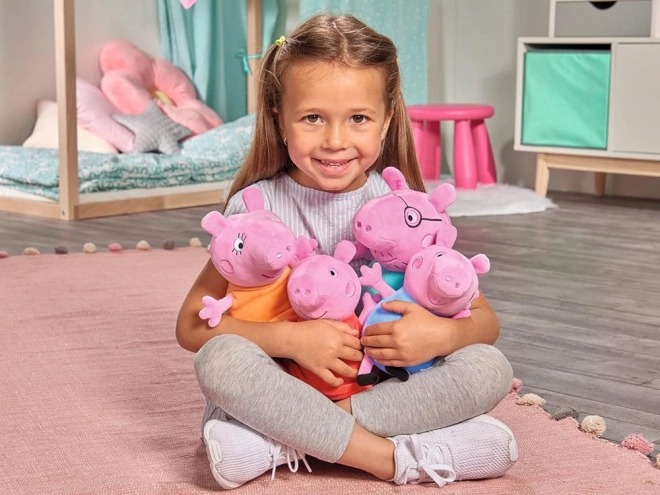 Set de plușuri Peppa Pig și familia în mașină