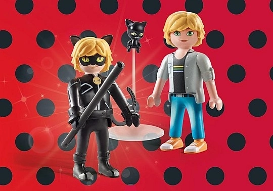 Set figurine Miraculous Adrien și Pisica Neagră