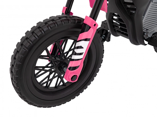 Motocicletă electrică pentru copii roz cu panou audio și funcție de pornire liberă